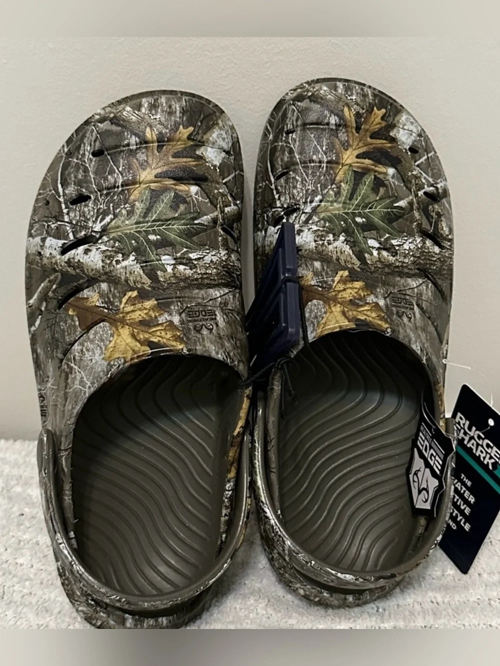 Rugged Shark Kids Camouflage Slip-On Eva Clogs - Green/Brown